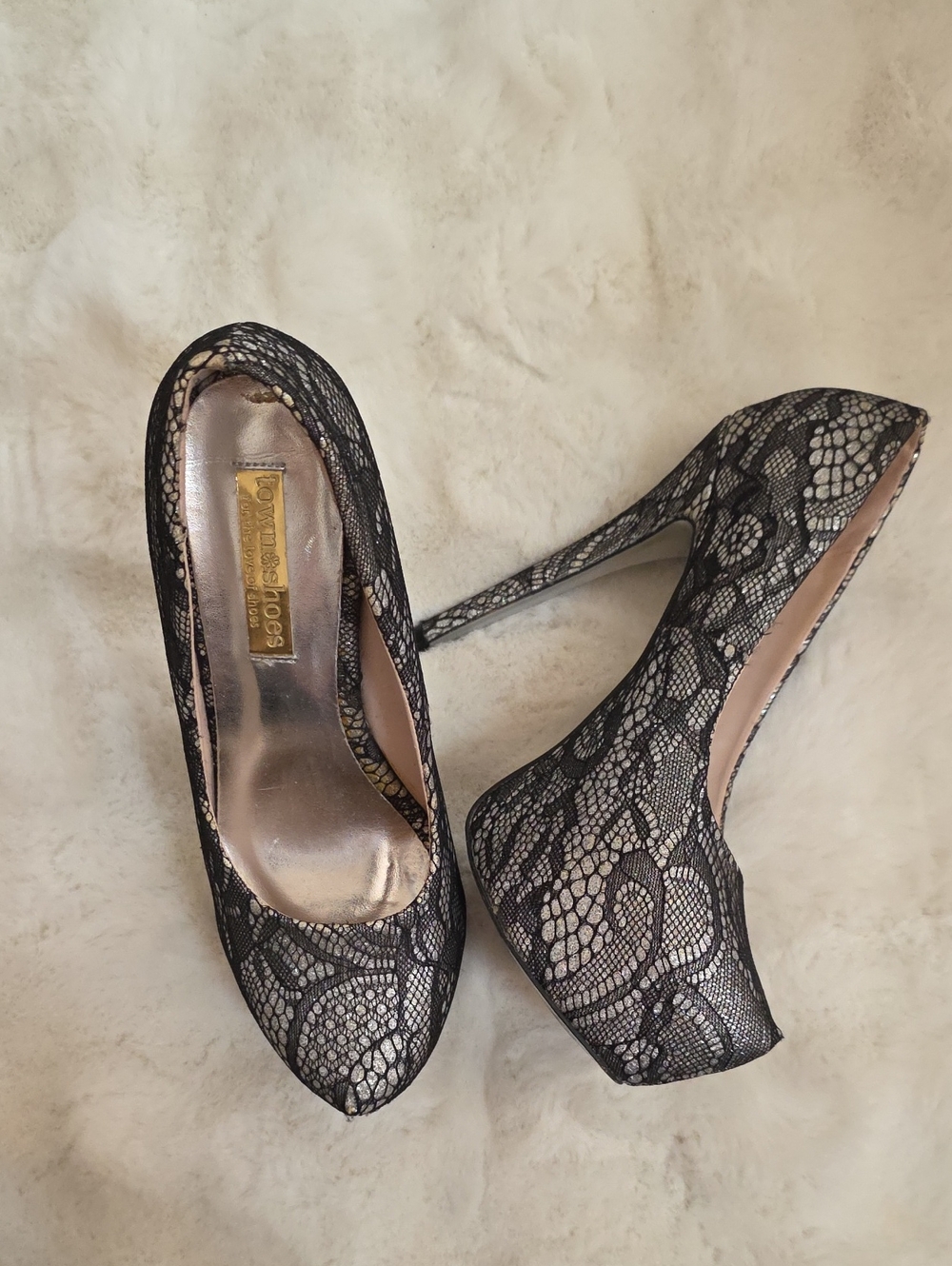 Sophia Webster Black Lace-Overlay Nude Platform Pumps
